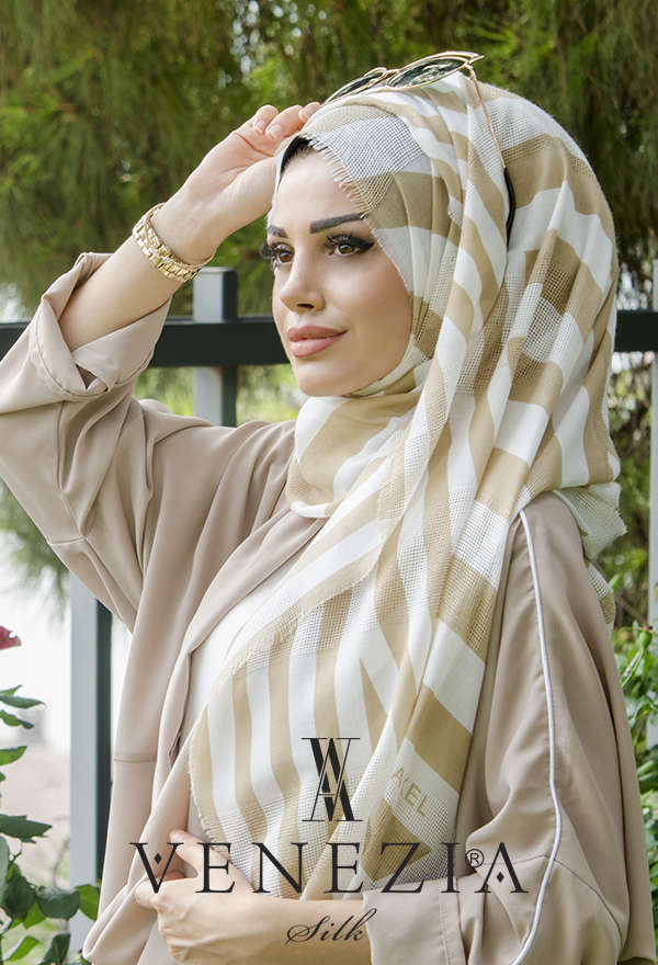 AKEL - Akel Asimetrik Desen Fileli Cotton Şal 32610-004