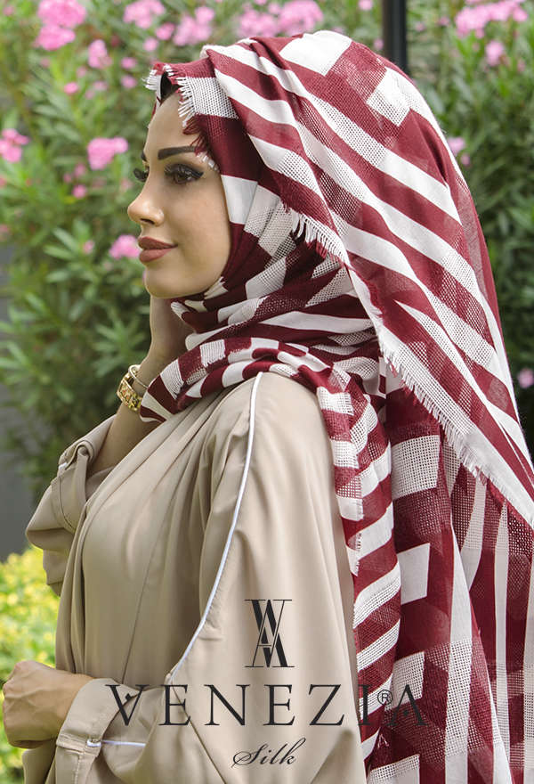 AKEL - Akel Asimetrik Desen Fileli Cotton Şal 32610-005