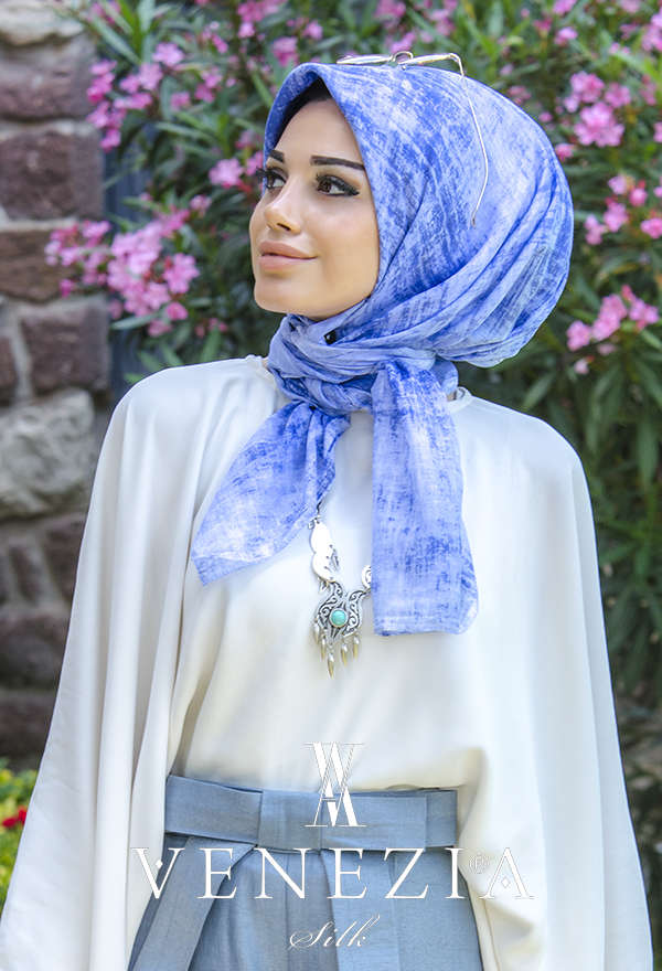 AKEL - AKEL BULUT DESEN COTTON YAZ SERİNLİĞİ EŞARP 31014-003