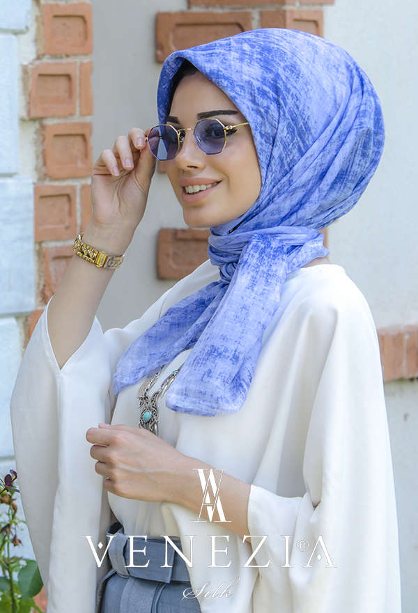 AKEL - AKEL BULUT DESEN COTTON YAZ SERİNLİĞİ EŞARP 31014-003 (1)