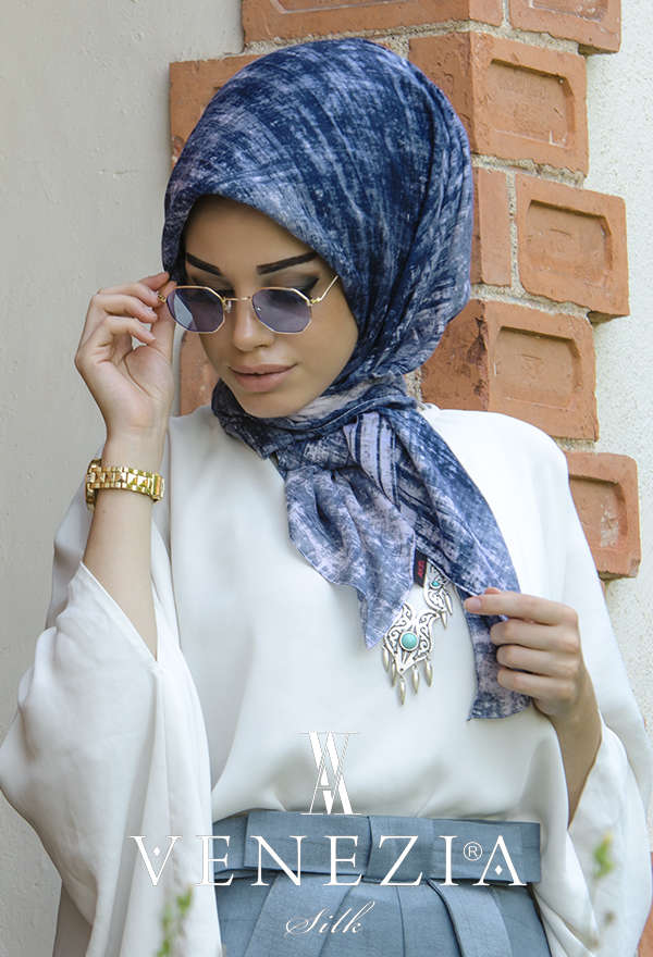 AKEL - AKEL BULUT DESEN COTTON YAZ SERİNLİĞİ EŞARP 31014-006 (1)