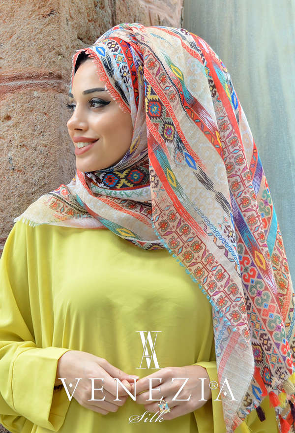 AKEL - AKEL DOKUMA KİLİM DESEN PONPONLU COTTON ŞAL 31022-007