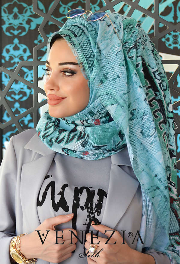 AKEL - AKEL KİLİM DESEN KESİK FİLELİ COTTON ŞAL 31512-003 (1)