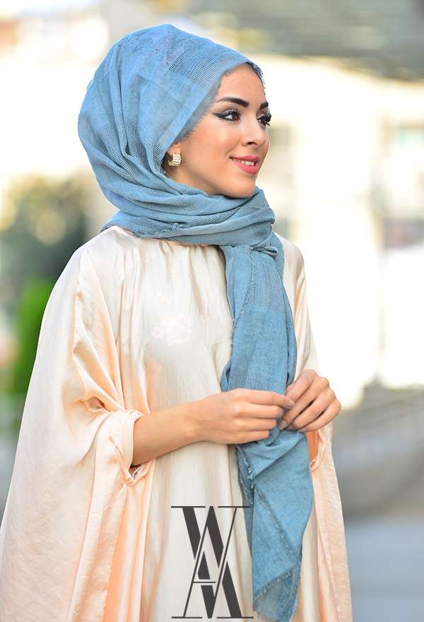 Armine - Fileli Cotton İndigo Şal 3907-7 Armine