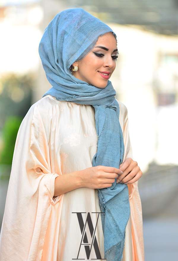 Armine - Fileli Cotton İndigo Şal 3907-7 Armine (1)