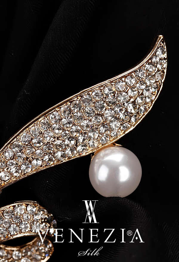 VENEZİA SİLK - Venezia Silk Kristal Parlak Taşlı Aksesuar Broş BRS173 (1)