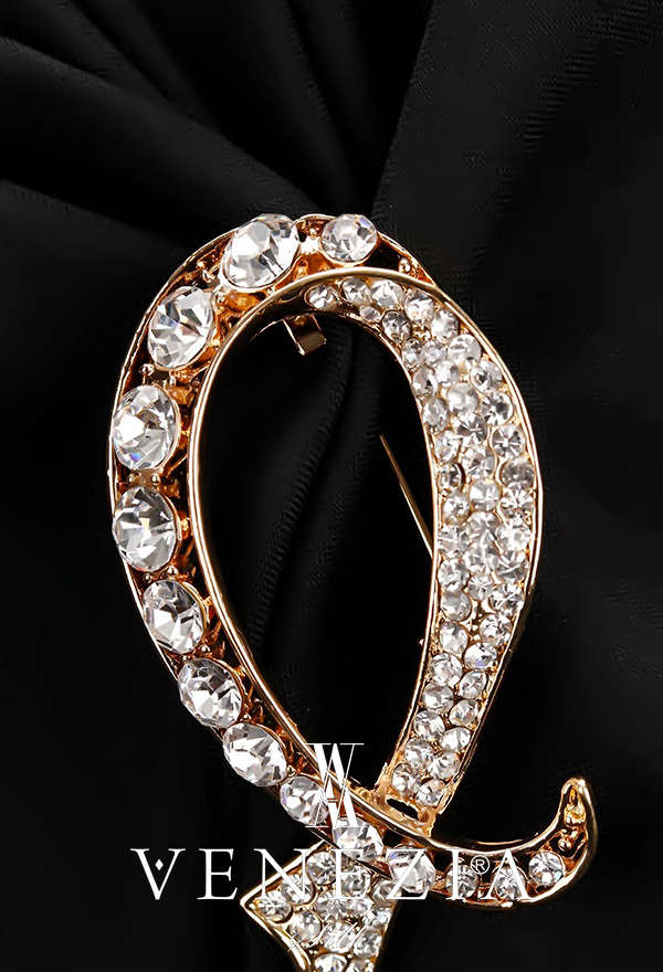 VENEZİA SİLK - Venezia Silk Kristal Parlak Taşlı Aksesuar Broş BRS180 (1)