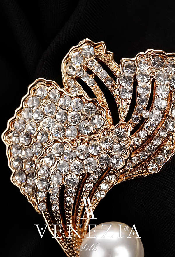 VENEZİA SİLK - Venezia Silk Kristal Parlak Taşlı Aksesuar Broş BRS182 (1)
