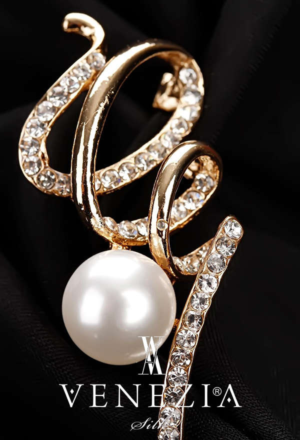 VENEZİA SİLK - Venezia Silk Kristal Parlak Taşlı Aksesuar Broş BRS184 (1)
