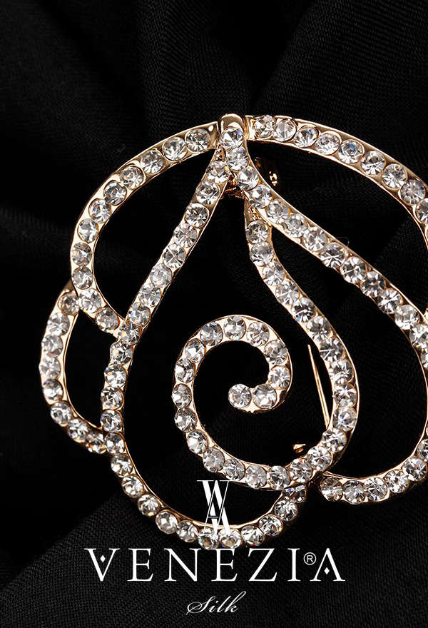 VENEZİA SİLK - Venezia Silk Kristal Parlak Taşlı Aksesuar Broş BRS187 (1)