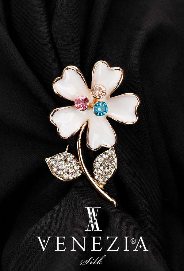 VENEZİA SİLK - Venezia Silk Kristal Parlak Taşlı Aksesuar Broş BRS192