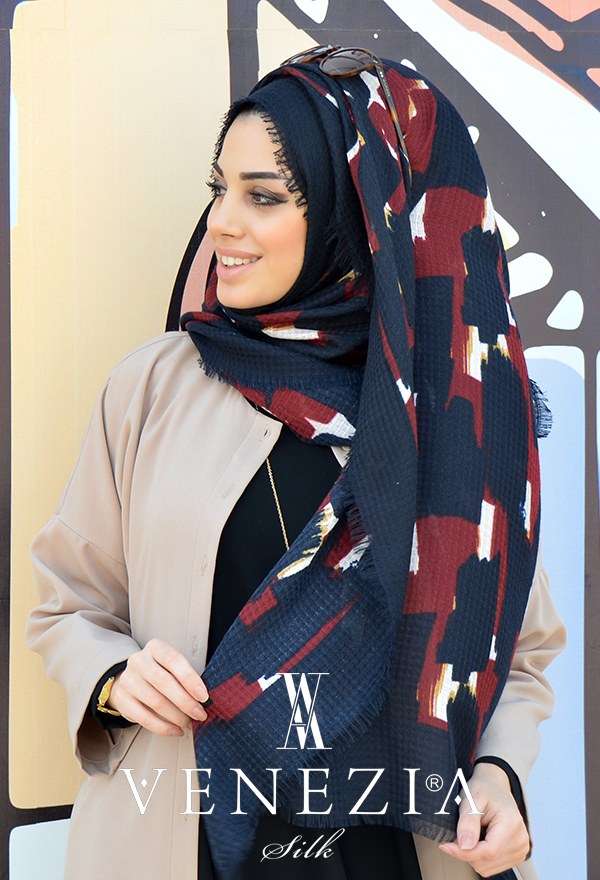 AKEL - Venezia Silk Puzzle Desen Fileli Cotton Şal 31311-008