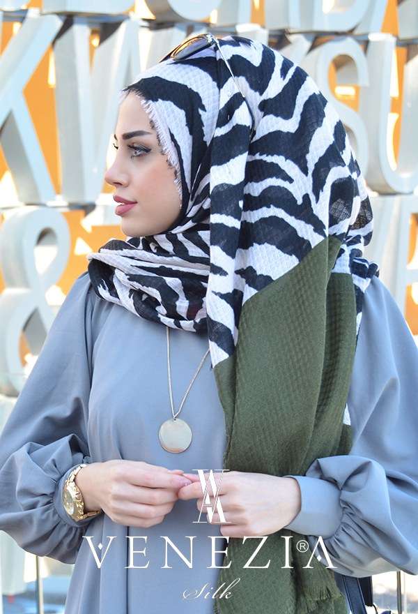 VENEZİA SİLK - Venezia Silk Zebra Desen Fileli Cotton Şal 31306-005