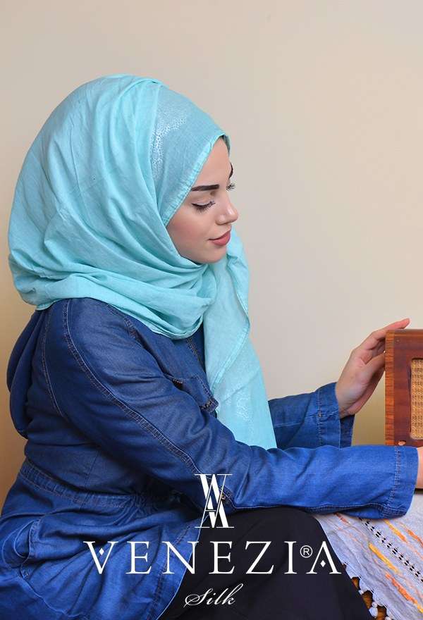 VENEZİA SİLK - Venezia Varaklı %100 Organik Cotton Şal 3215-001