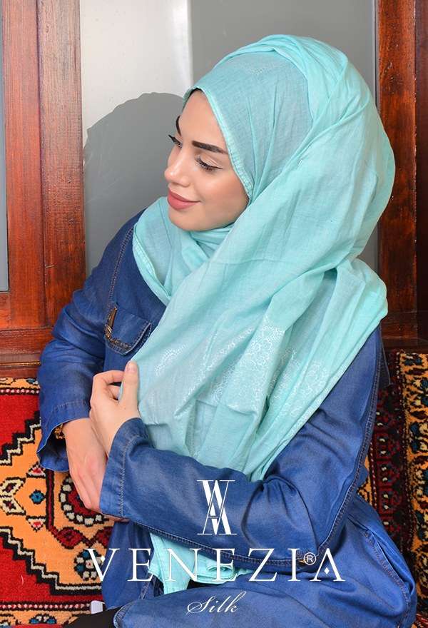 VENEZİA SİLK - Venezia Varaklı %100 Organik Cotton Şal 3215-001 (1)