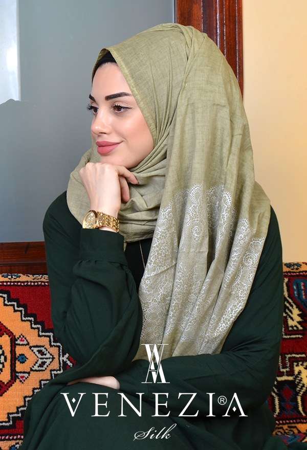 VENEZİA SİLK - Venezia Varaklı %100 Organik Cotton Şal 3215-003