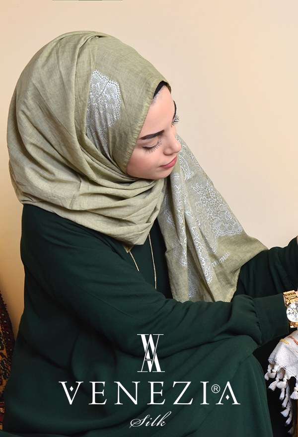 VENEZİA SİLK - Venezia Varaklı %100 Organik Cotton Şal 3215-003 (1)
