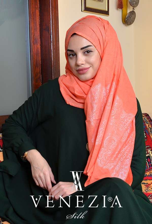 VENEZİA SİLK - Venezia Varaklı %100 Organik Cotton Şal 3215-004 (1)
