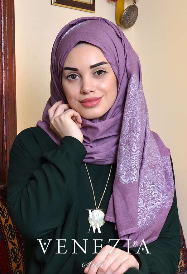 VENEZİA SİLK - Venezia Varaklı %100 Organik Cotton Şal 3215-009