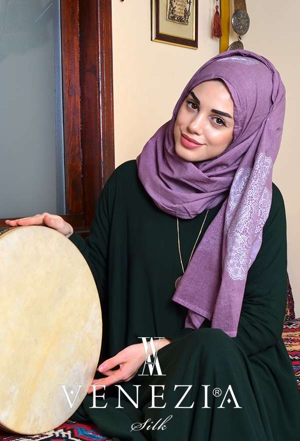 VENEZİA SİLK - Venezia Varaklı %100 Organik Cotton Şal 3215-009 (1)
